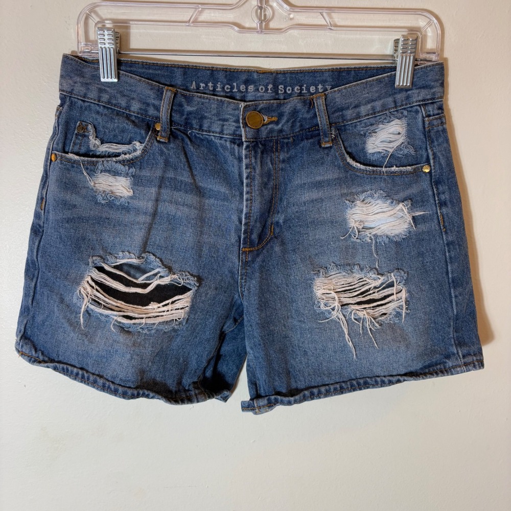 Articles of Society Distressed Denim Shorts Size 25‎ Blue